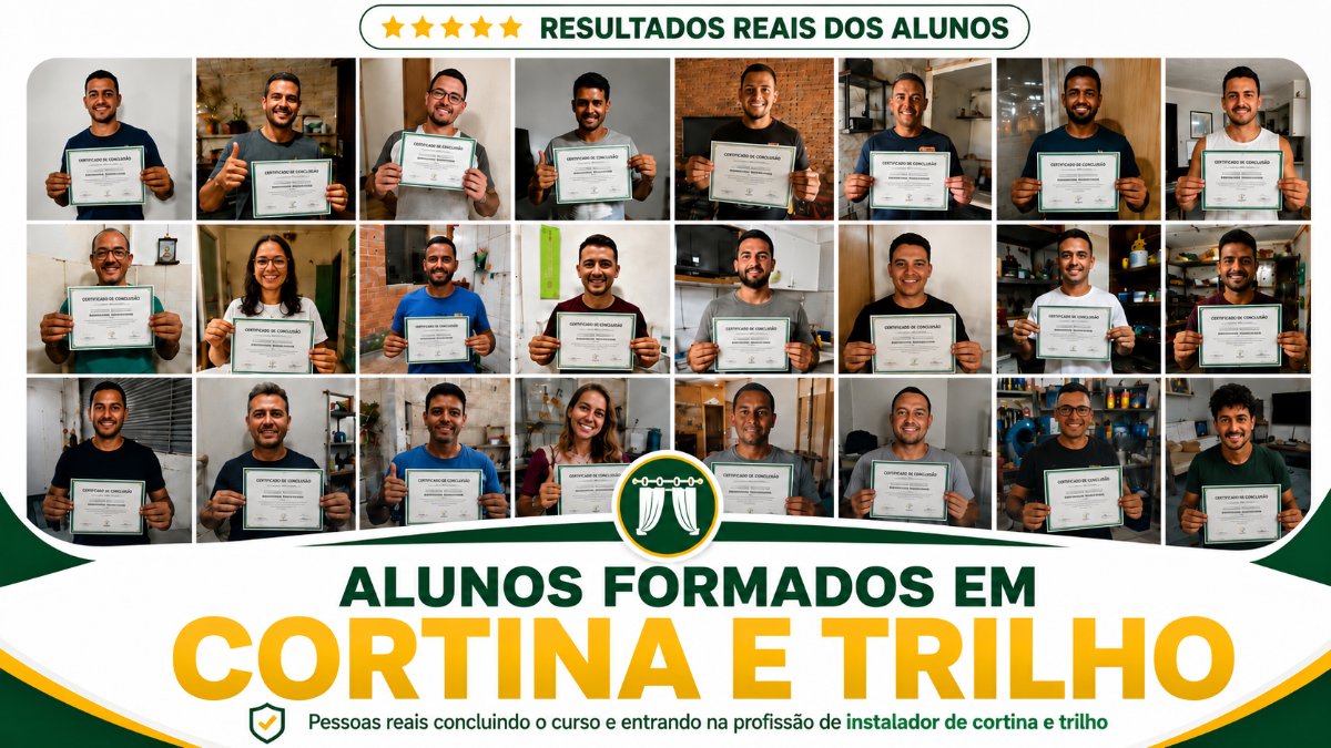 Alunos formados na Formação Instalador de Cortina e Trilho
