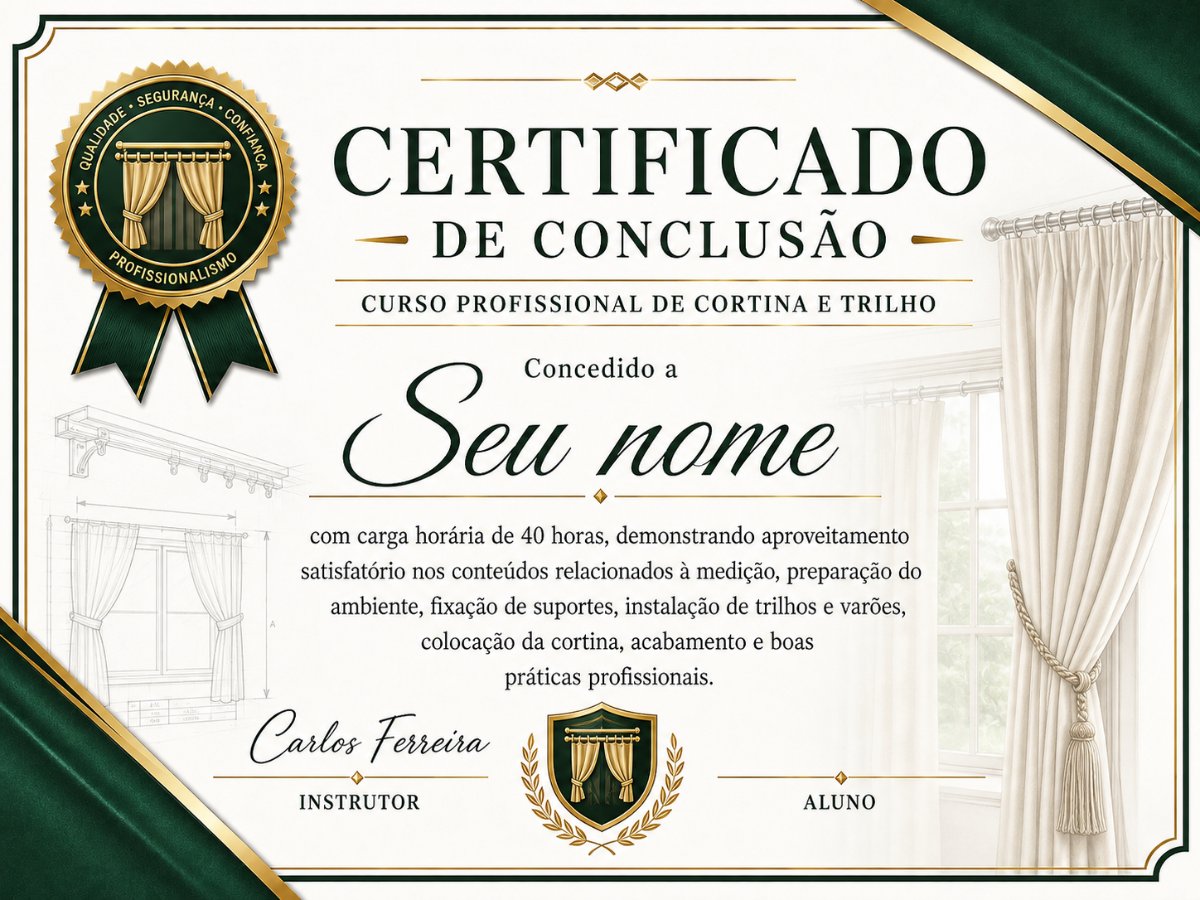 Certificado de Conclusão - Instalador de Cortina e Trilho